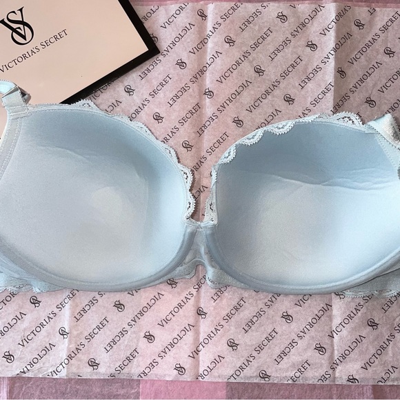 Victoria's Secret Dream Angels Lined Demi Floral Bra Light Blue Purple Size 36D - Picture 5 of 12